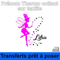 Stickers textile Sticker fée Prénom fille personnalisé thermocollant