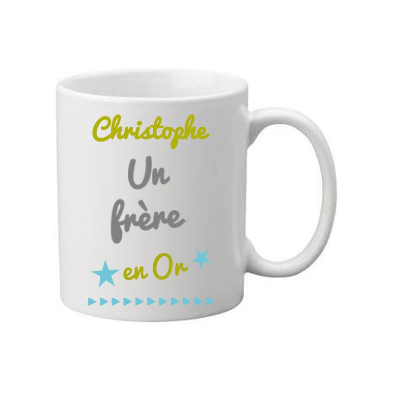 Mug blanc à personnaliser avec le prénom un Frère en Or
