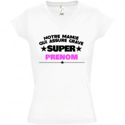T shirt Super mamie qui assure avec prénom à personnaliser