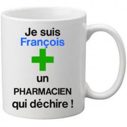Mug blanc je suis un(e) pharmacien(e) prénom à personnaliser qui déchire