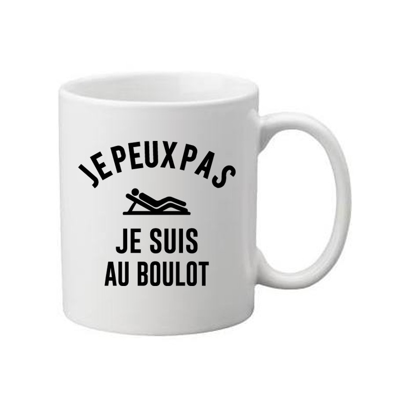 Mug blanc Je peux pas je suis au boulot