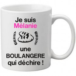 Mug blanc je suis un(e) boulanger(e) prénom à personnaliser qui déchire