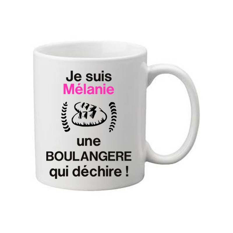 Mug blanc je suis un(e) boulanger(e) prénom à personnaliser qui déchire