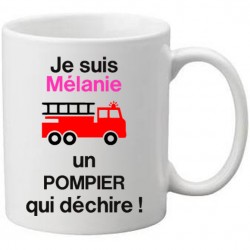 Mug blanc je suis un pompier prénom à personnaliser qui déchire