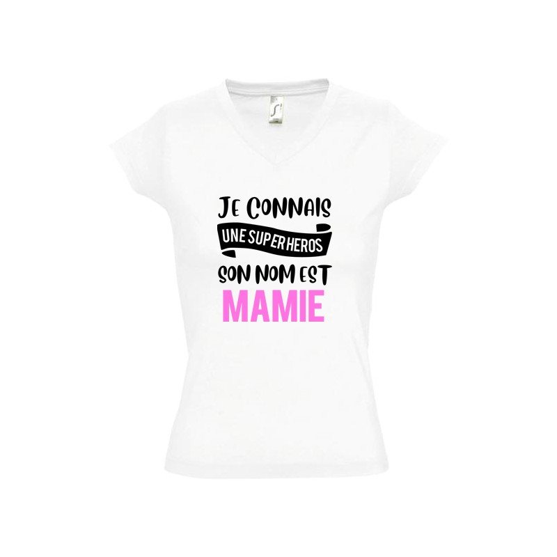 T shirt Mamie je connais une super héros