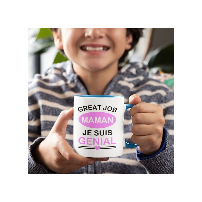 Mug Blanc personnalisé great job maman je suis génial